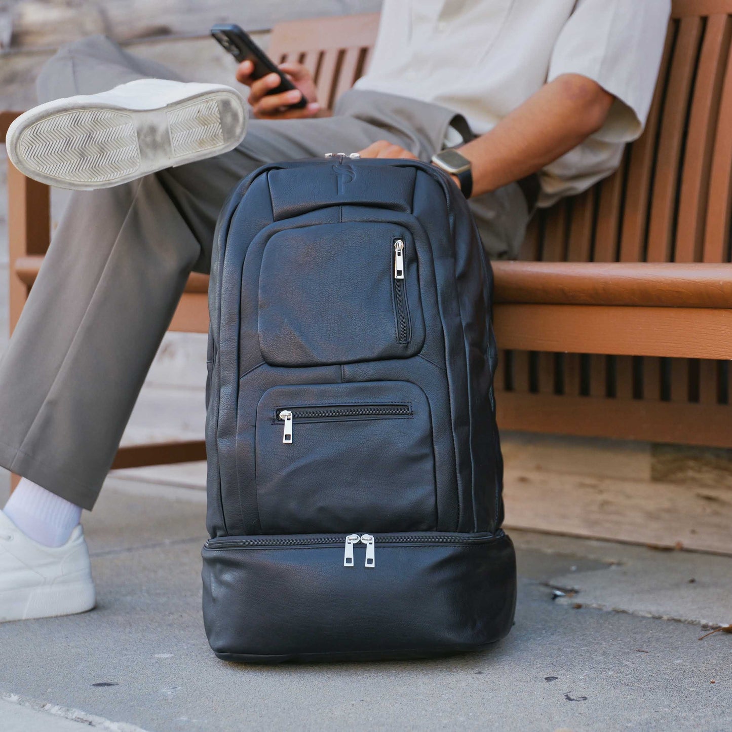 Black Leather Carry On Backpack - Patented Multi-Function Design - 3 Styles - as seen in GQ and Forbes