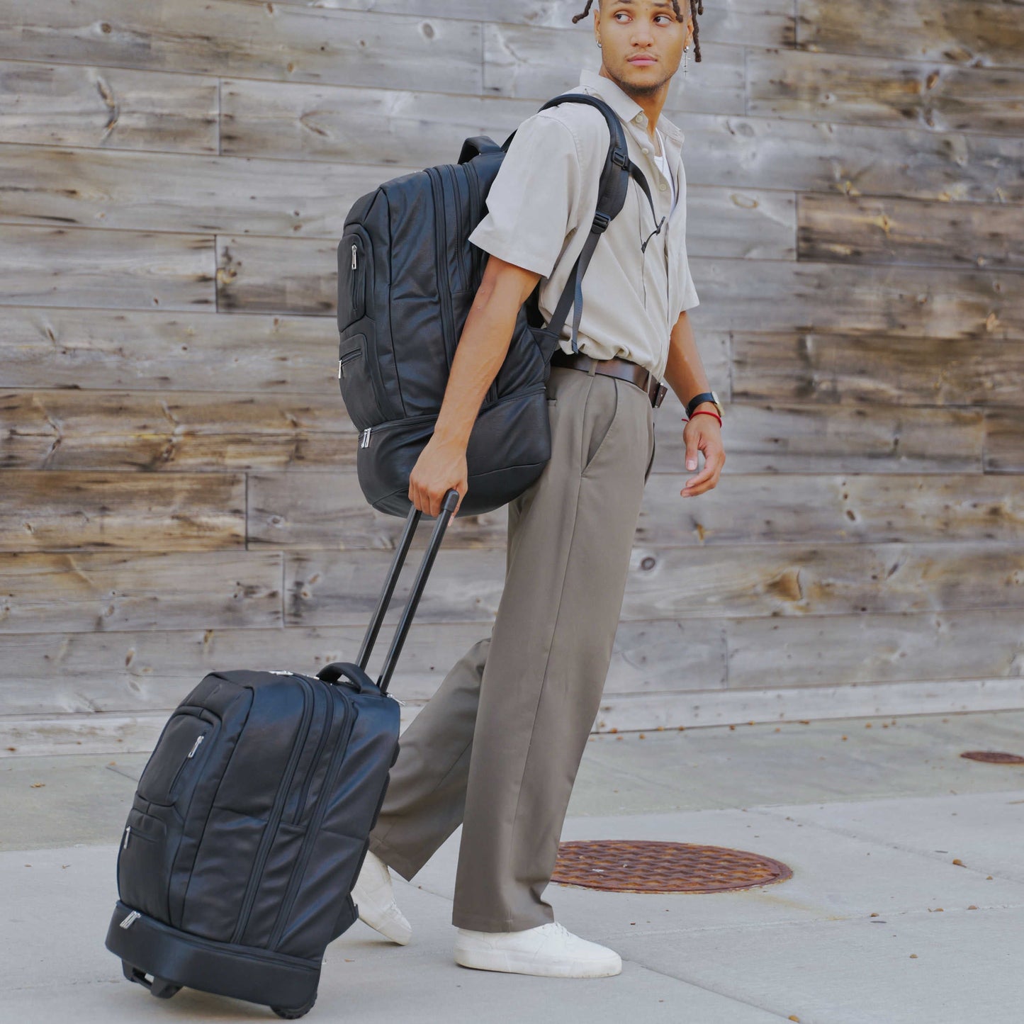 Black Leather Carry On Backpack - Patented Multi-Function Design - 3 Styles - as seen in GQ and Forbes