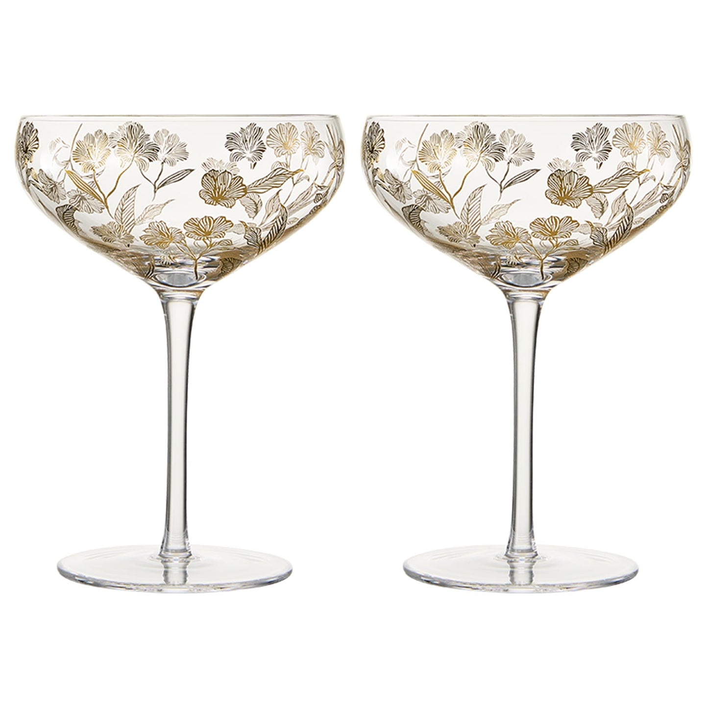 Trevi Champagne Coupes with Floral Pattern - Set of 2