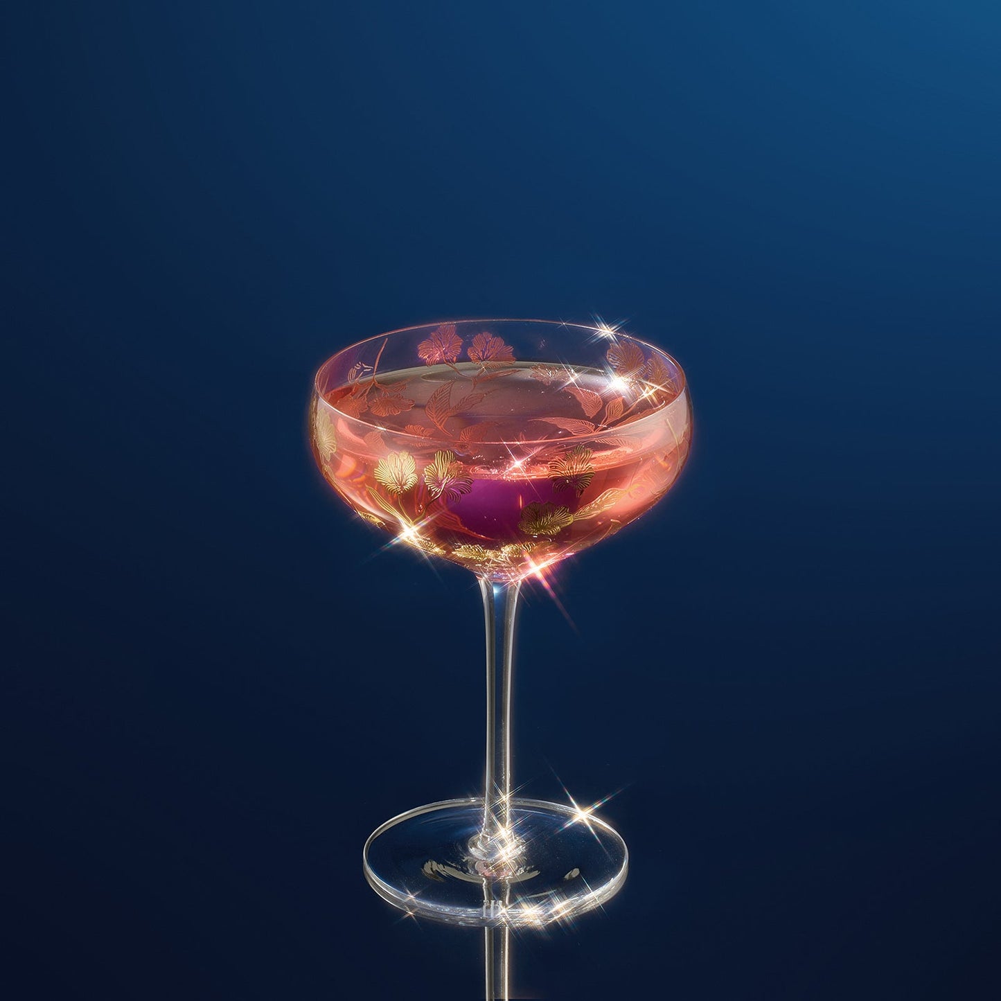 Trevi Champagne Coupes with Floral Pattern - Set of 2