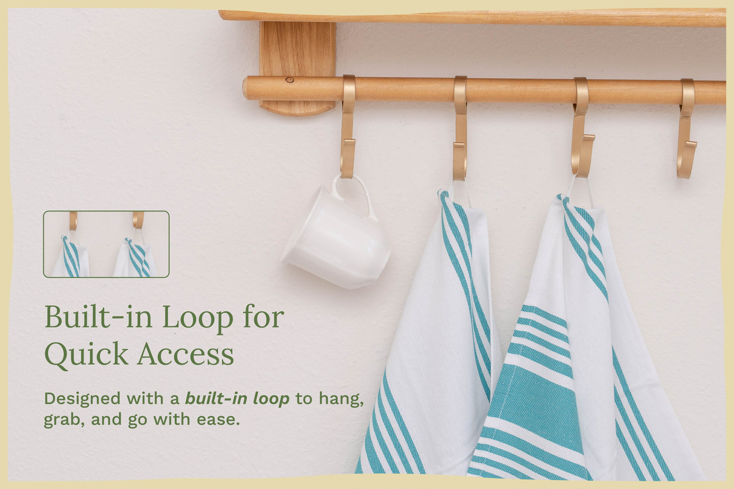 Striped Kitchen Towels - Pure Cotton - 8 Colors available in sets of 6