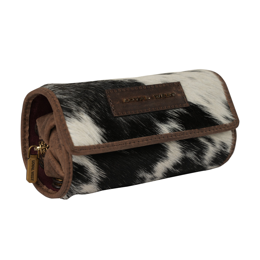 Canyon Travel Jewellery Case - Black & White Cowhide - Unique in Style and Utility