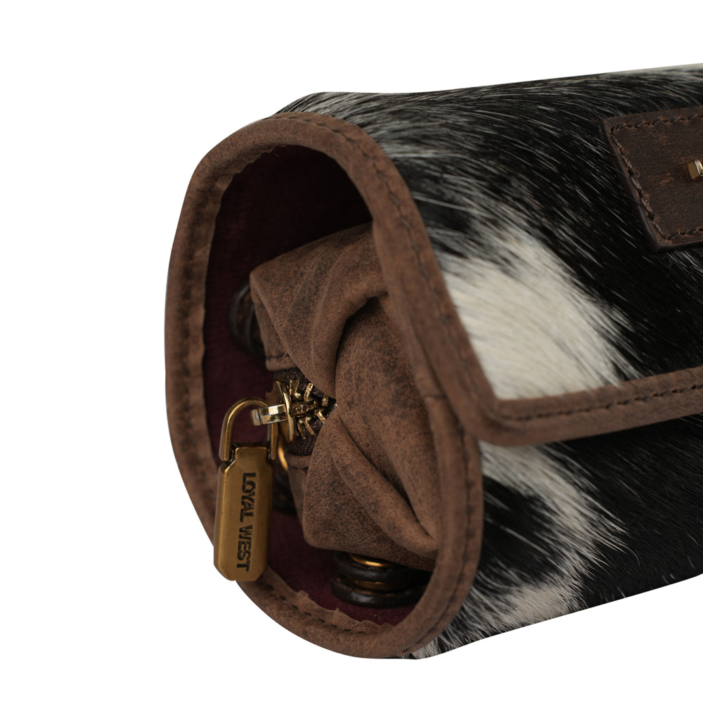 Canyon Travel Jewellery Case - Black & White Cowhide - Unique in Style and Utility