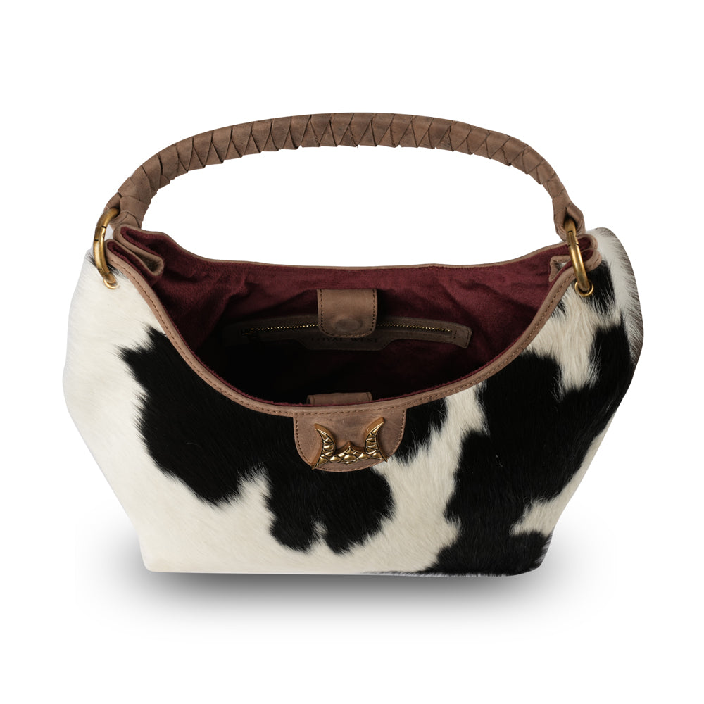 Medium Western Purse - Black & White Cowhide - Subtle CCW pocket