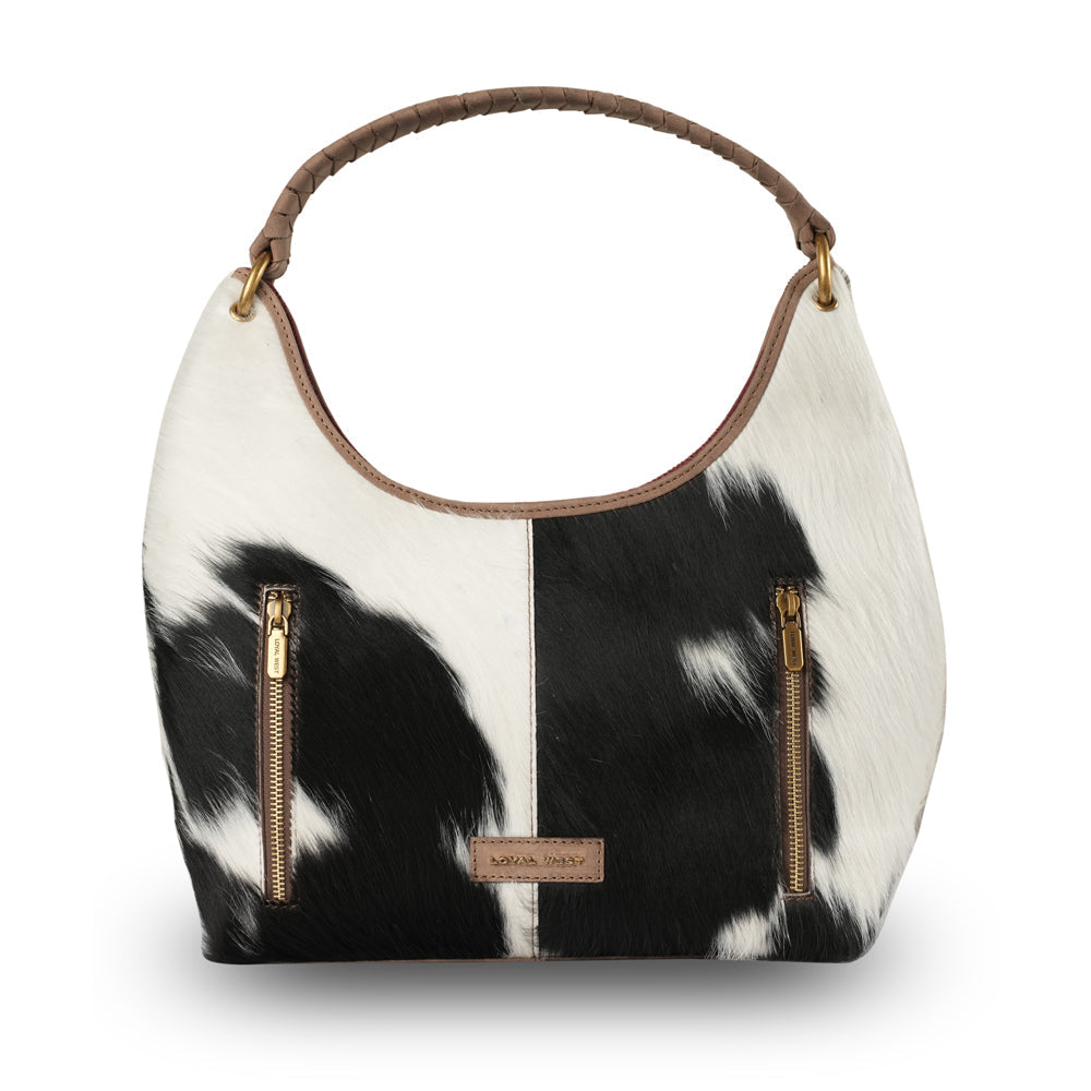 Medium Western Purse - Black & White Cowhide - Subtle CCW pocket
