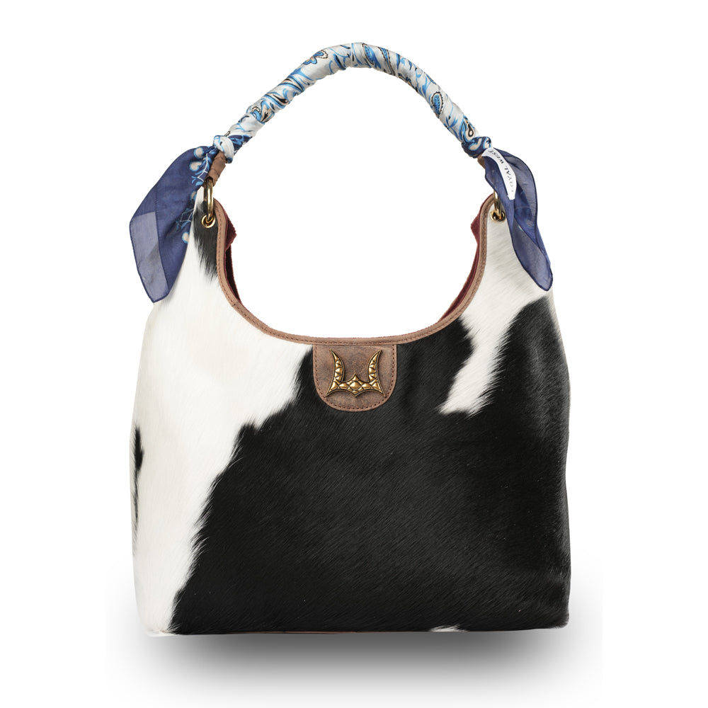 Medium Western Purse - Black & White Cowhide - Subtle CCW pocket