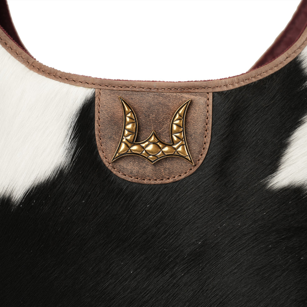 Medium Western Purse - Black & White Cowhide - Subtle CCW pocket
