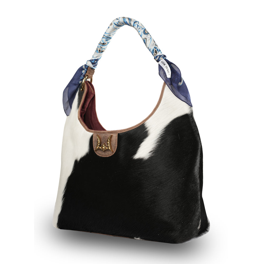 Medium Western Purse - Black & White Cowhide - Subtle CCW pocket