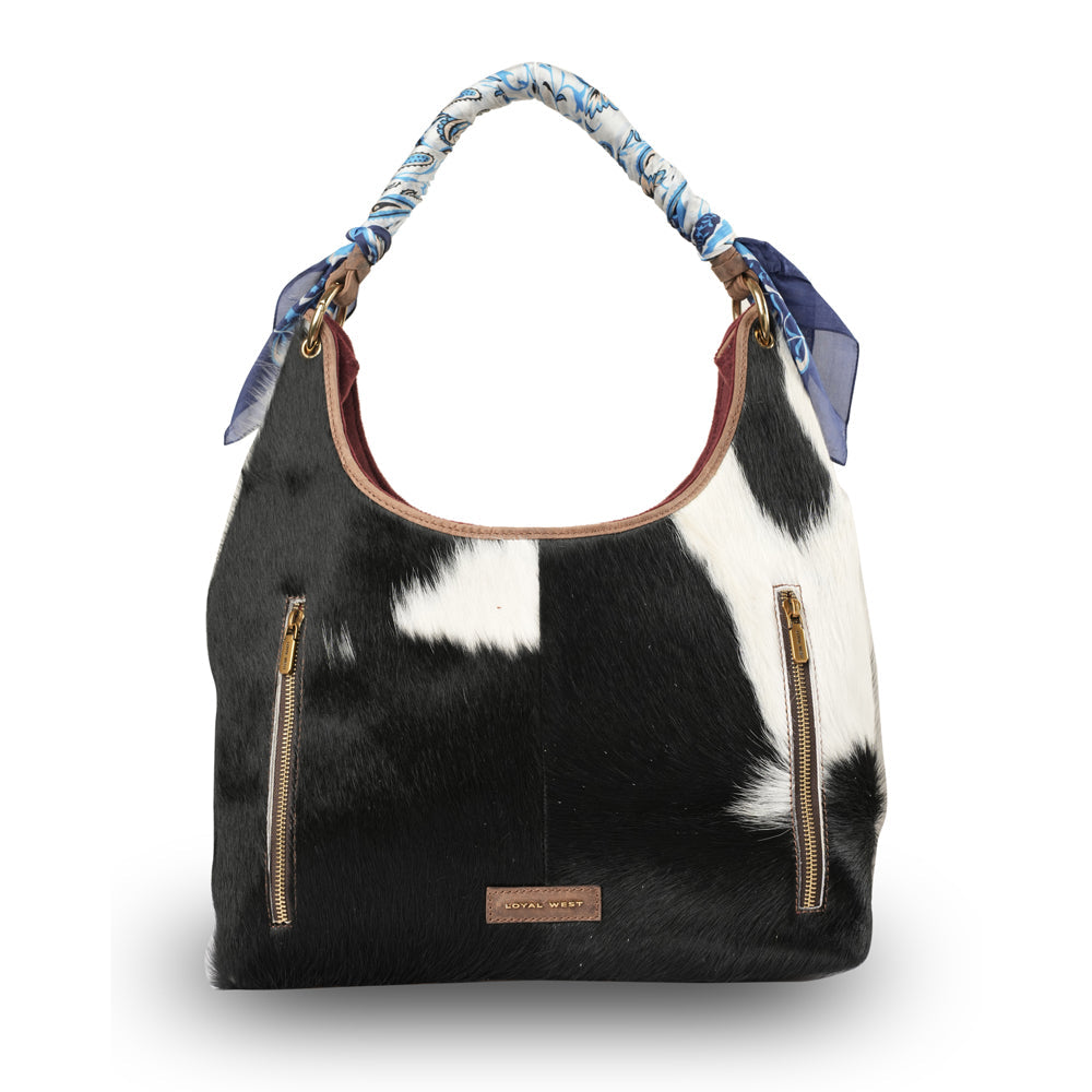 Medium Western Purse - Black & White Cowhide - Subtle CCW pocket