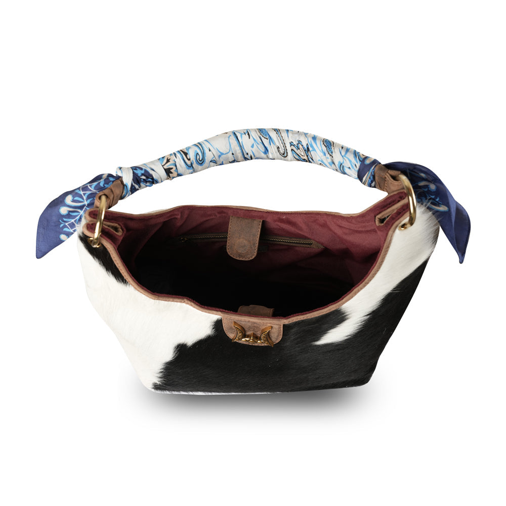 Medium Western Purse - Black & White Cowhide - Subtle CCW pocket