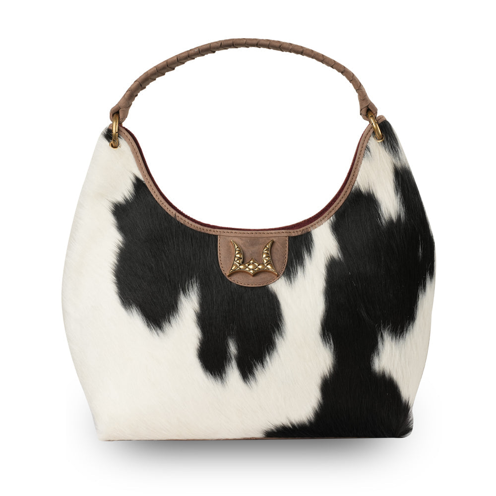 Medium Western Purse - Black & White Cowhide - Subtle CCW pocket