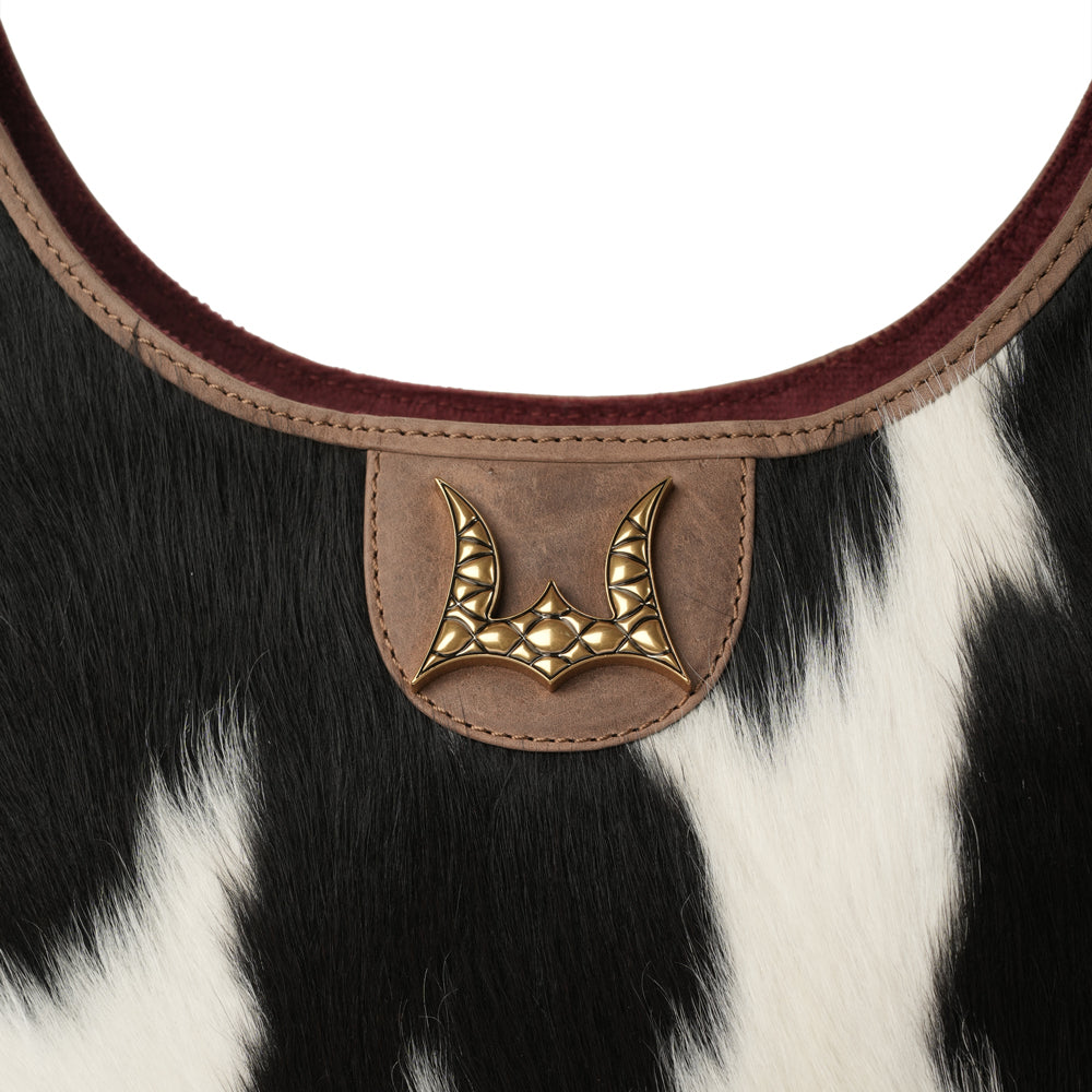 Medium Western Purse - Black & White Cowhide - Subtle CCW pocket