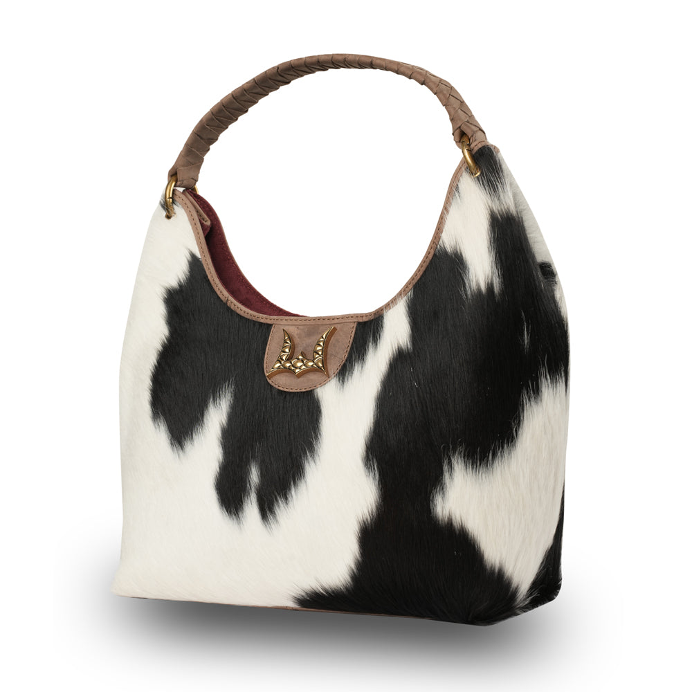 Medium Western Purse - Black & White Cowhide - Subtle CCW pocket