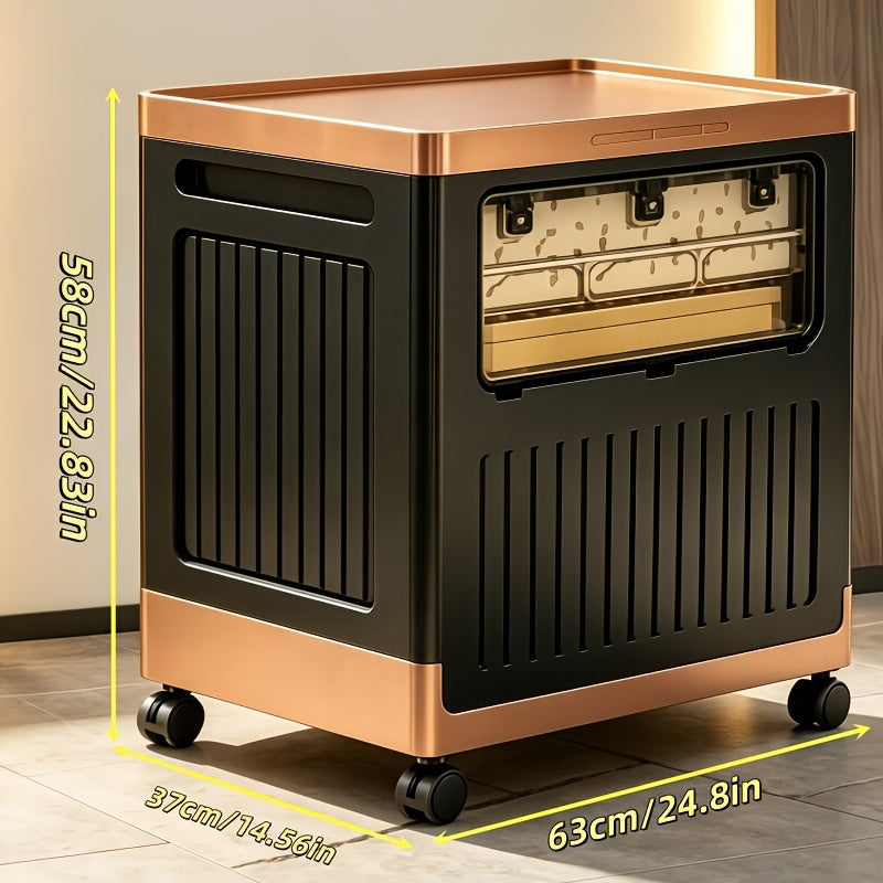 Foldable Stackable Organizer - Portable Storage Bin w/ Wheels & Doors
