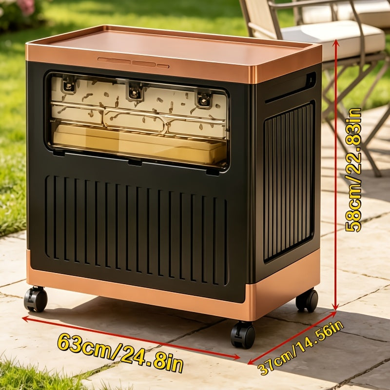 Foldable Stackable Organizer - Portable Storage Bin w/ Wheels & Doors