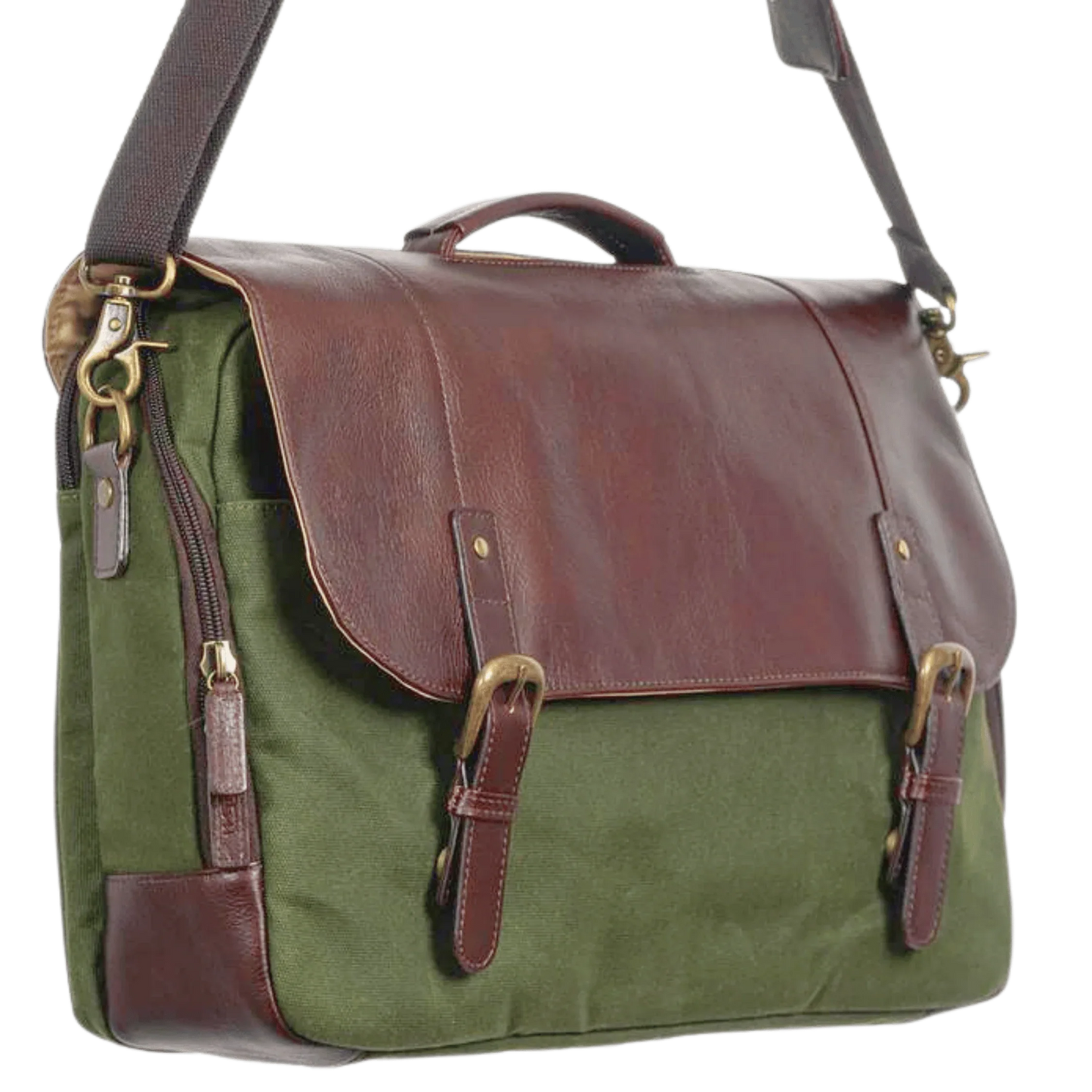 16" Waxed Canvas and Leather Laptop Messenger Bag - Casual Comfort and Style