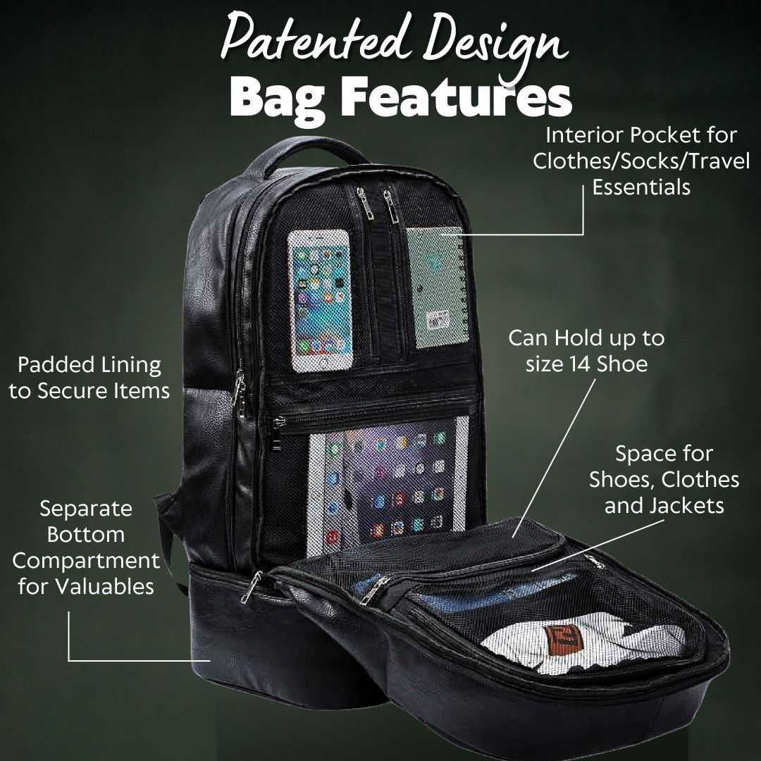 Black Leather Carry On Backpack - Patented Multi-Function Design - 3 Styles - as seen in GQ and Forbes
