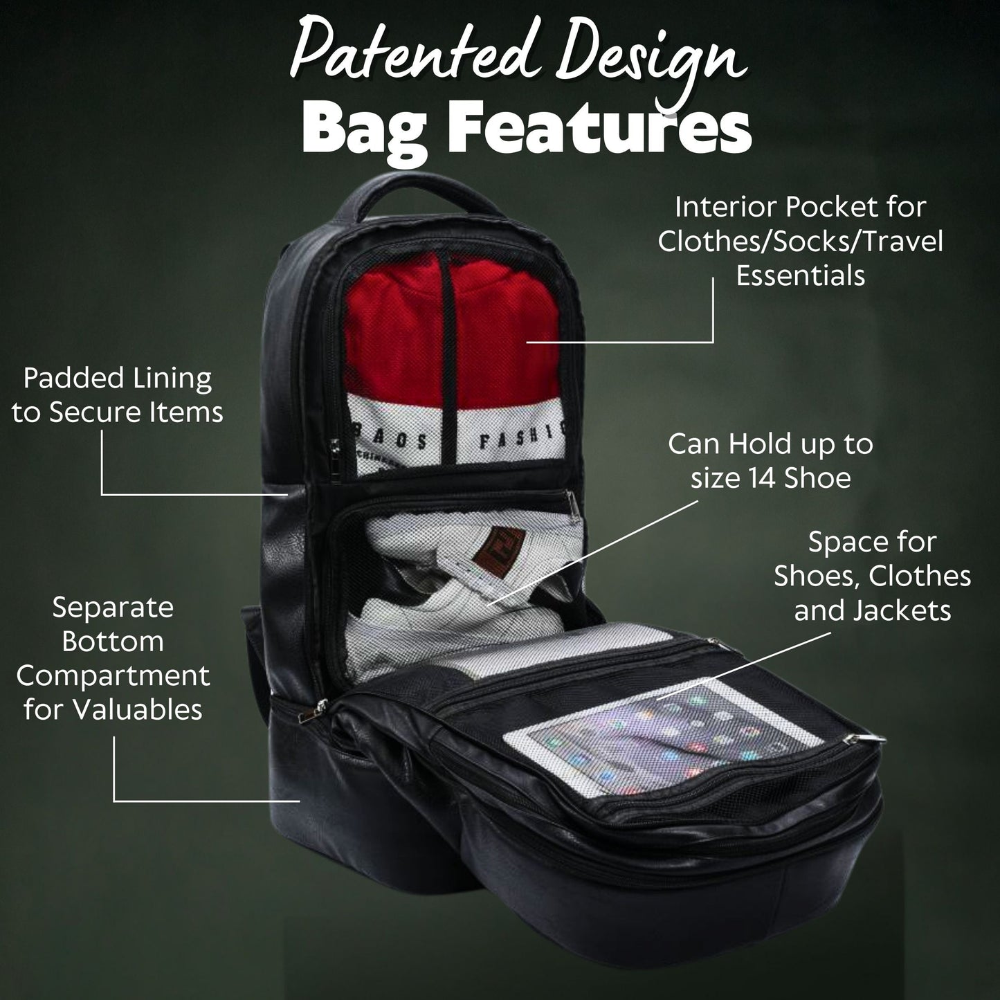 Black Leather Carry On Backpack - Patented Multi-Function Design - 3 Styles - as seen in GQ and Forbes
