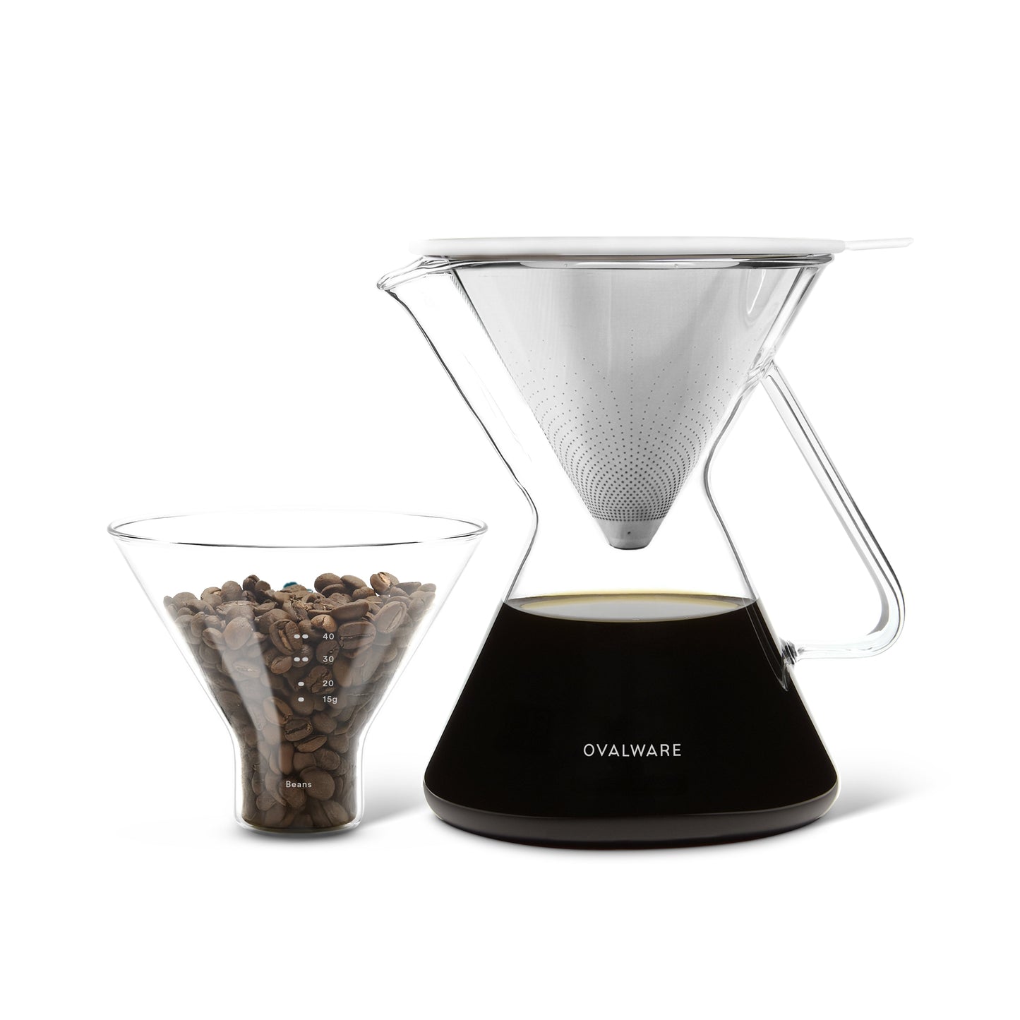 Best Pour Over Coffee Maker with Controlled-Flow Steel Filter - Brilliant Design in Hand-Blown Glass
