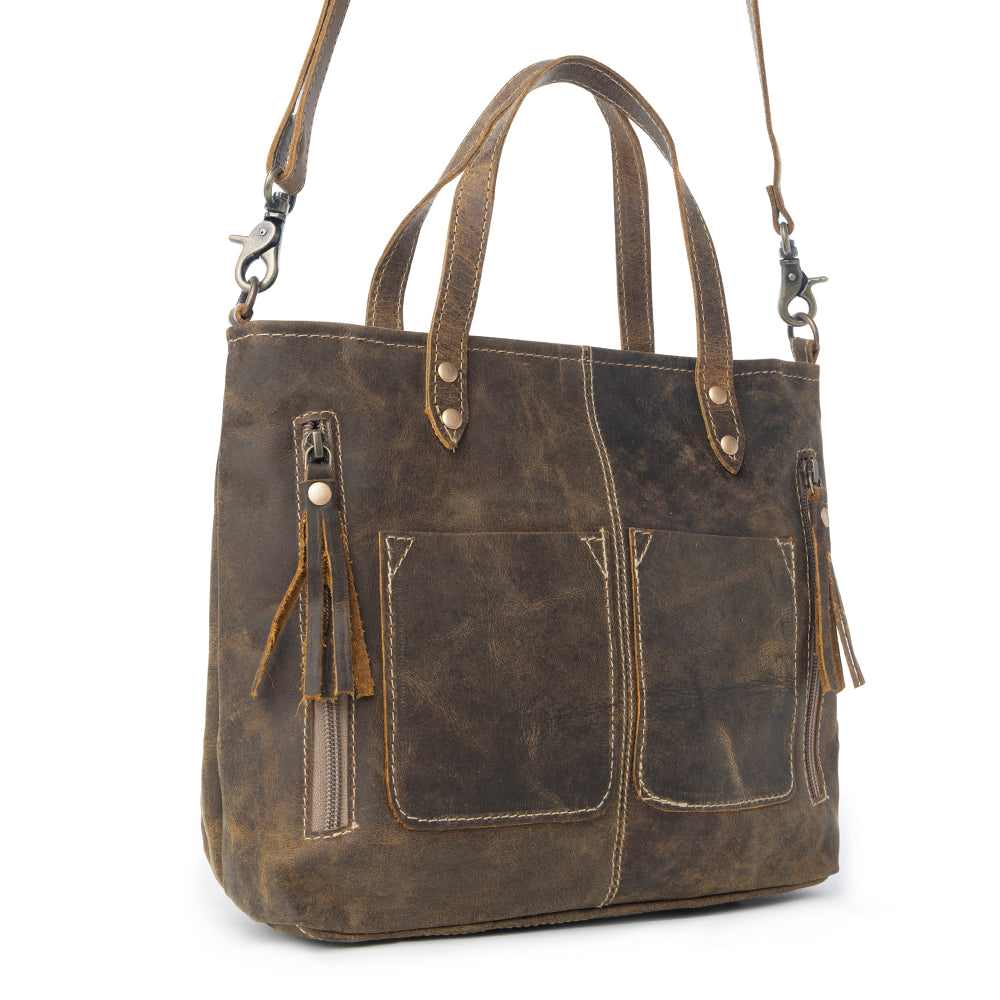 Myra Ultimate Choice Brown Suede Leather Handbag - Convertible Straps - Rustic Leather