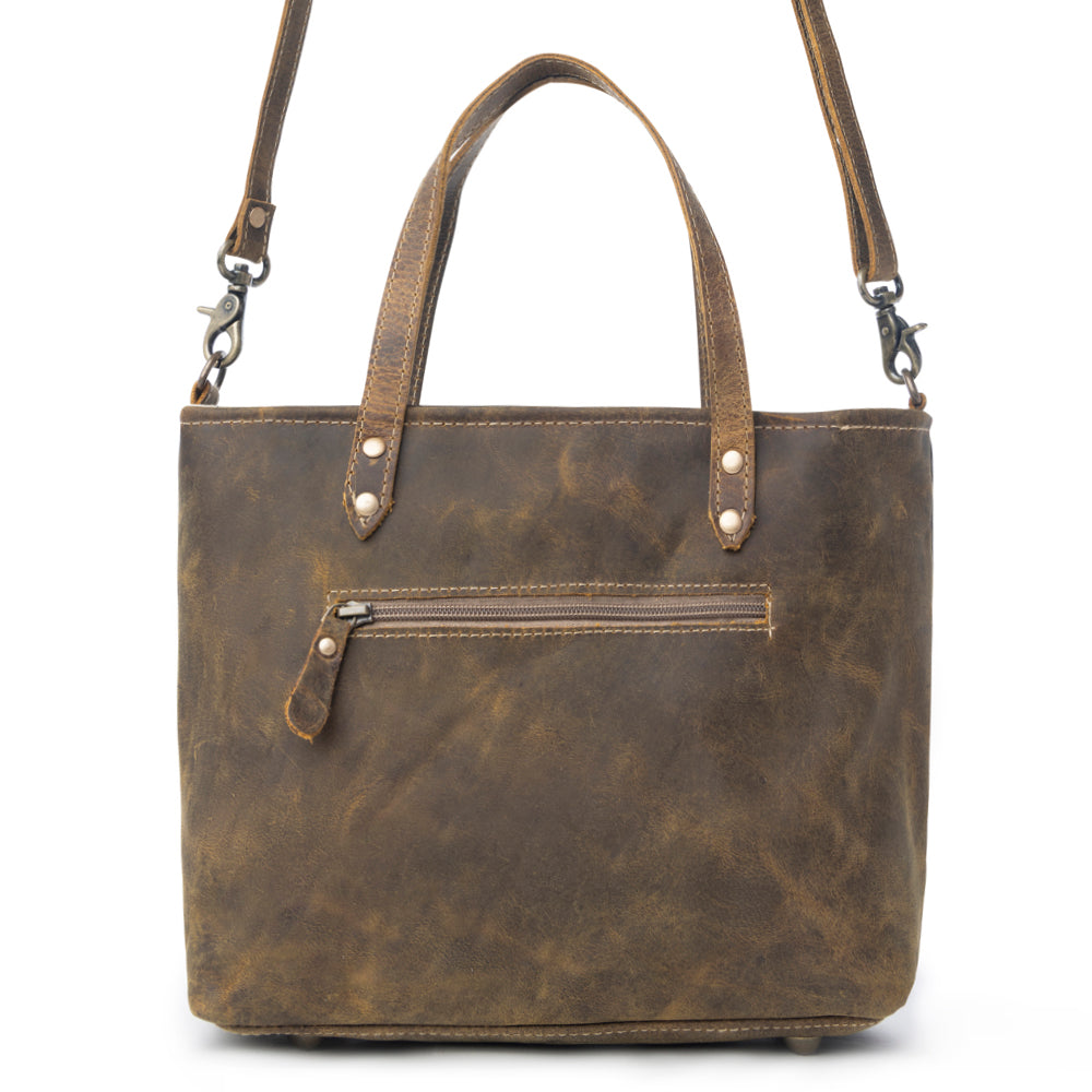 Myra Ultimate Choice Brown Suede Leather Handbag - Convertible Straps - Rustic Leather