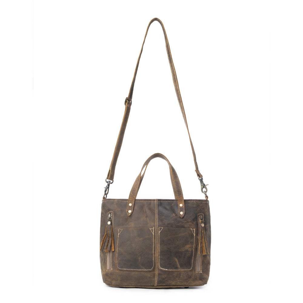 Myra Ultimate Choice Brown Suede Leather Handbag - Convertible Straps - Rustic Leather