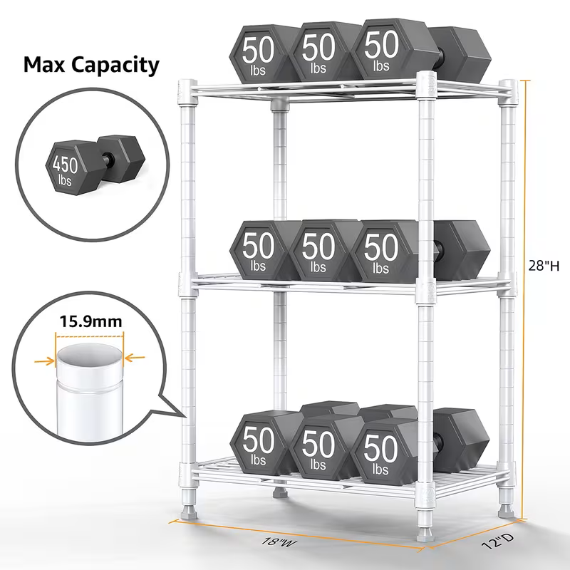 Adjustable Wire Shelving Racks - Multi Sizes -3/4/5/6/7/8 Tier Storage Shelves