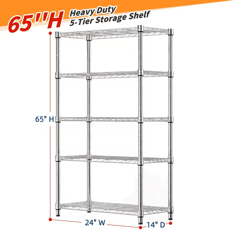 Adjustable Wire Shelving Racks - Multi Sizes -3/4/5/6/7/8 Tier Storage Shelves