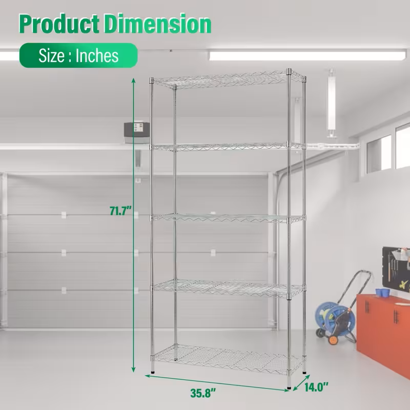 Adjustable Wire Shelving Racks - Multi Sizes -3/4/5/6/7/8 Tier Storage Shelves