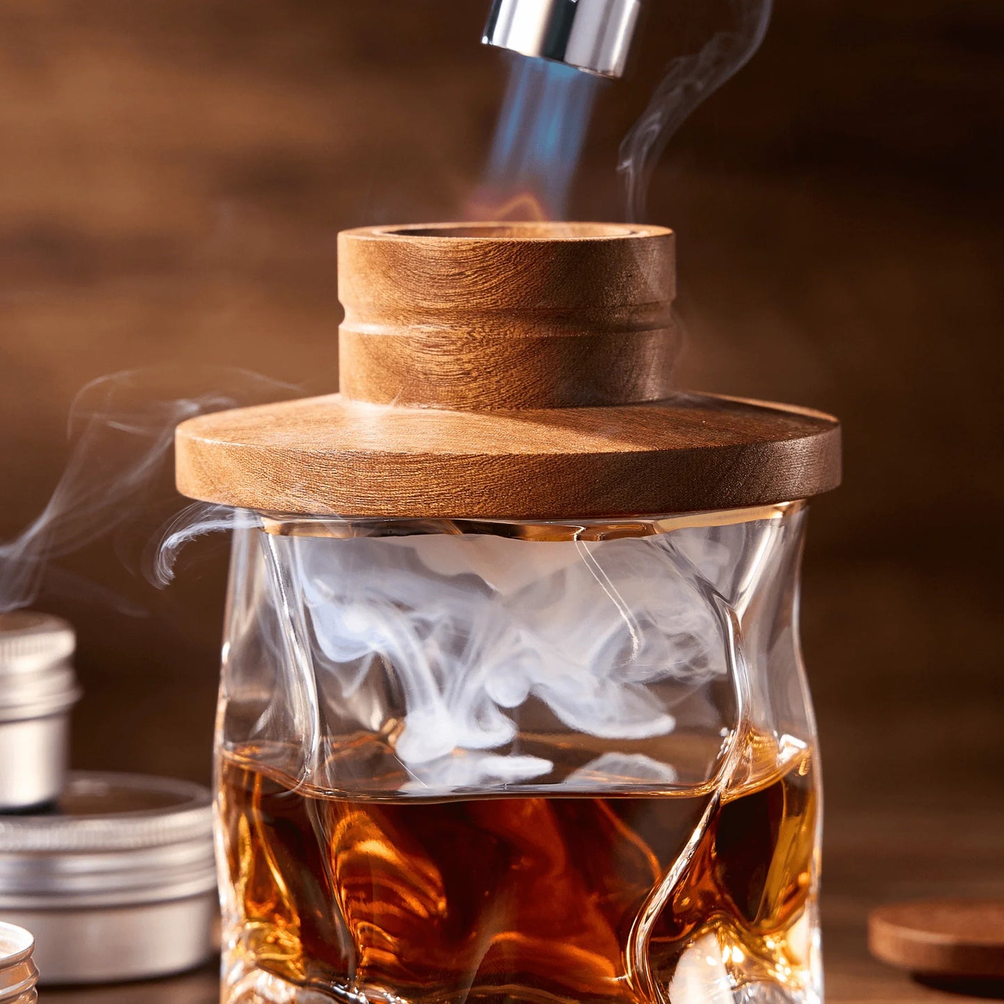 Tsuki Smoker Kit w/ Torch -  For Whisky & Cocktails - Just Smoker Kit, or w/ 2 or 4 Hoshi Glasses