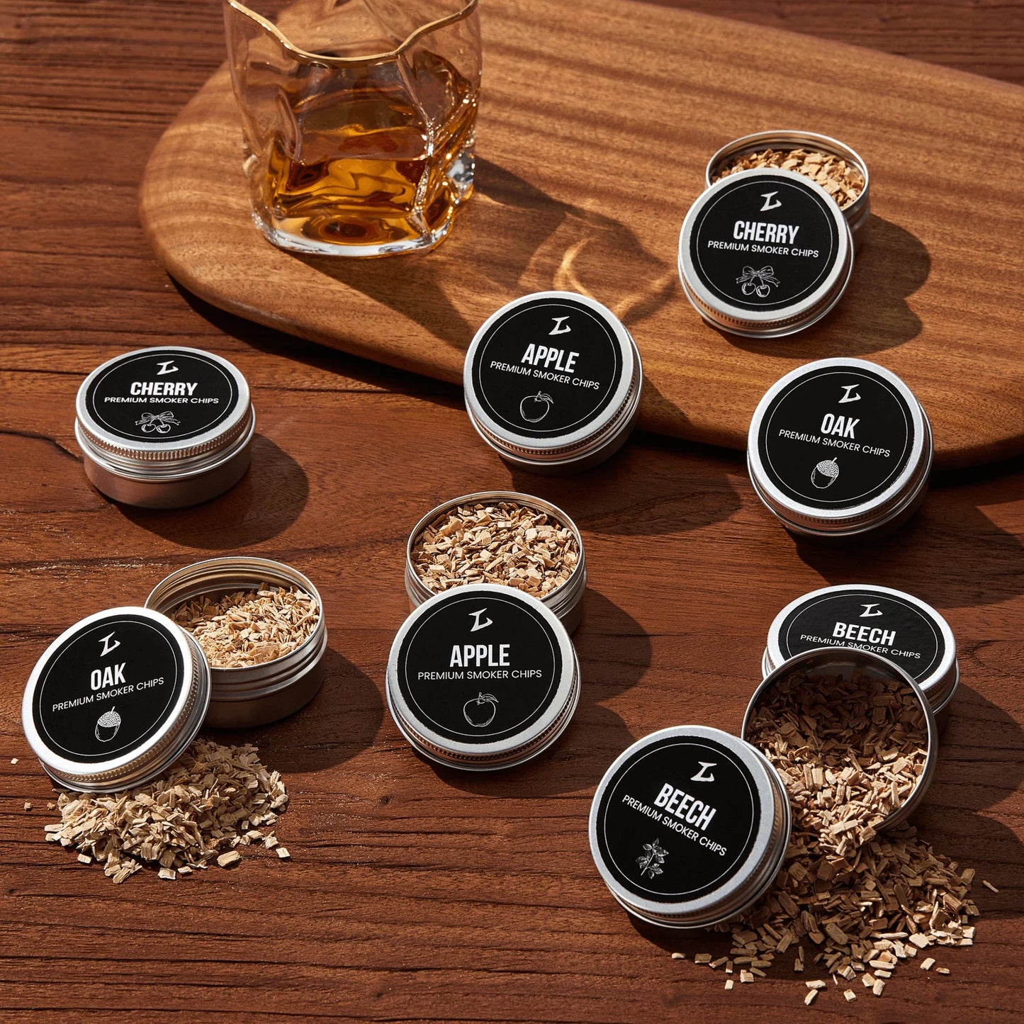Tsuki Smoker Kit w/ Torch -  For Whisky & Cocktails - Just Smoker Kit, or w/ 2 or 4 Hoshi Glasses