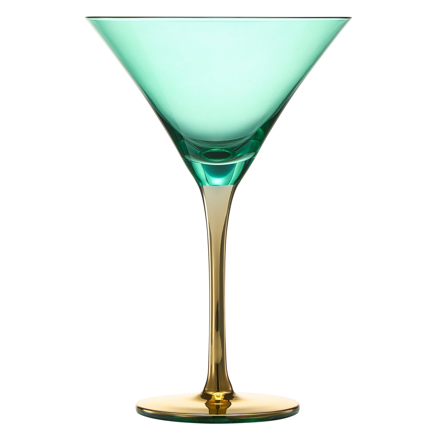 Deco Martini Cocktail Glassware - Teal and Gold - Set of 4