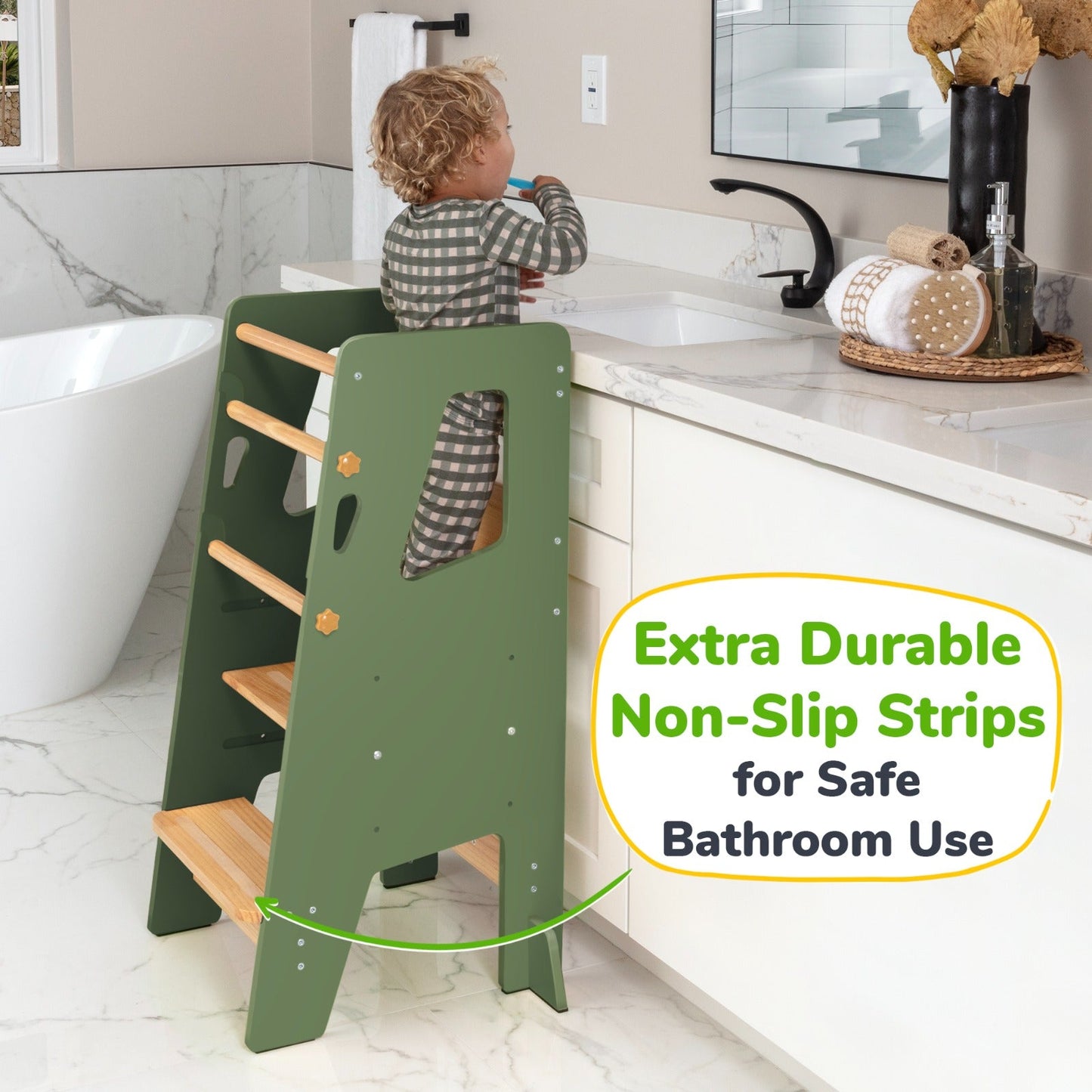 Help Your Little Ones Participate!  Adjustable Toddler Kitchen/Bathroom Tower with Safety Bars - 4 Colors