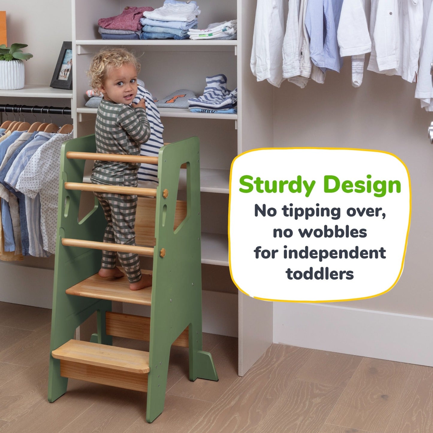 Help Your Little Ones Participate!  Adjustable Toddler Kitchen/Bathroom Tower with Safety Bars - 4 Colors