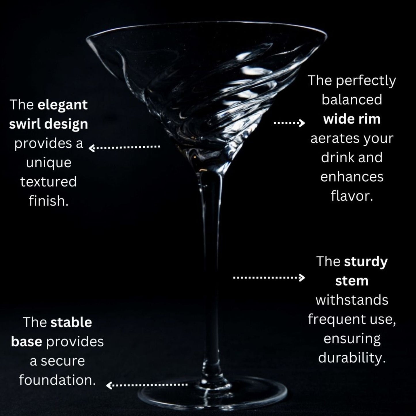 Sophisticated Vortex Crystal Martini Glasses – Set of 2 to enhance all your cocktails!