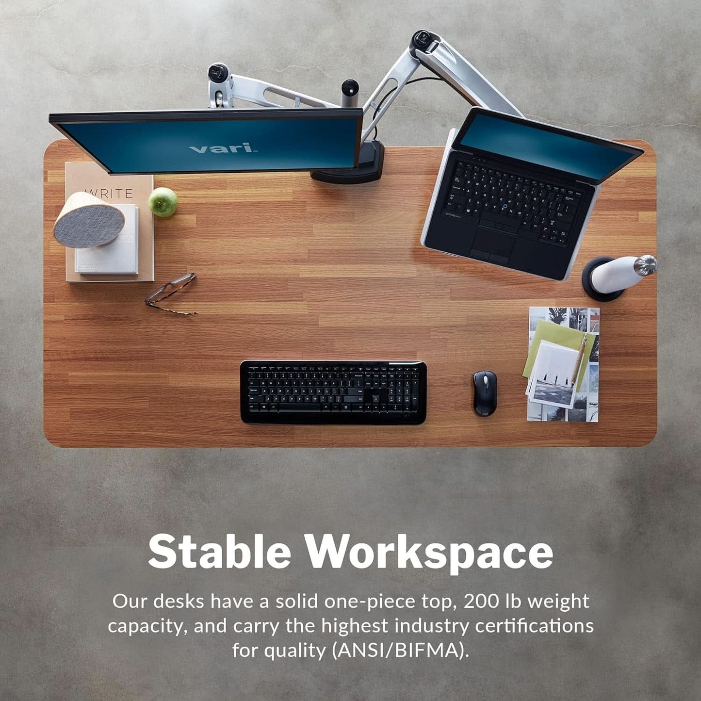 Clean and Contemporary Motorized Standing Desk (60" wide) w/ Solid Butcher Block Top