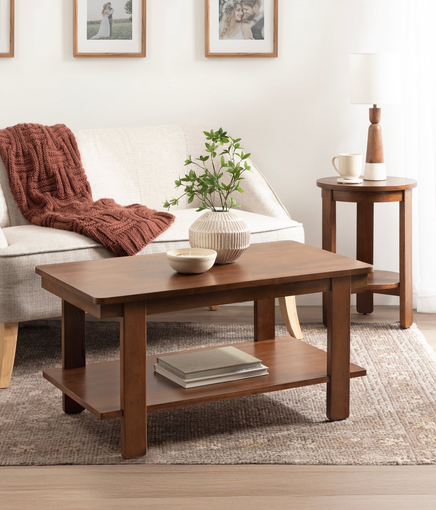 Sophisticated Rectangle Coffee Table in 3 Finishes - Solid and Engineered Wood - Easy Assembly