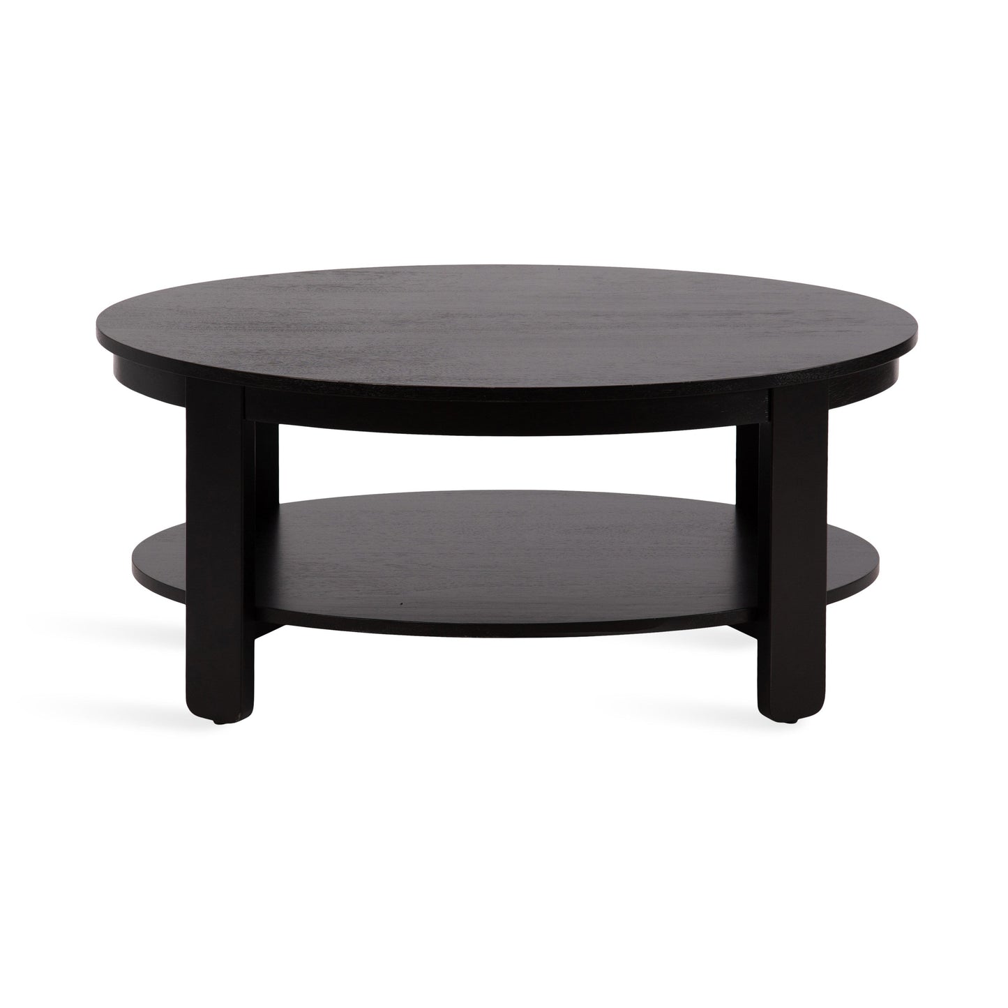 Sleek Oval Wood Coffee Table - 38" x 24" - Black and Natural - Easy Assembly