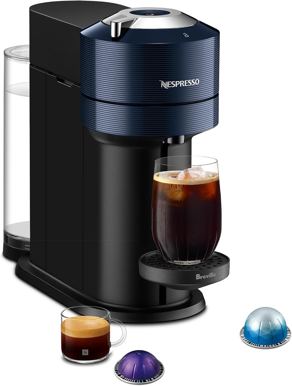 Vertuo Next Coffee and Espresso Maker by Breville, with Aeroccino Milk Frother, Light Grey
