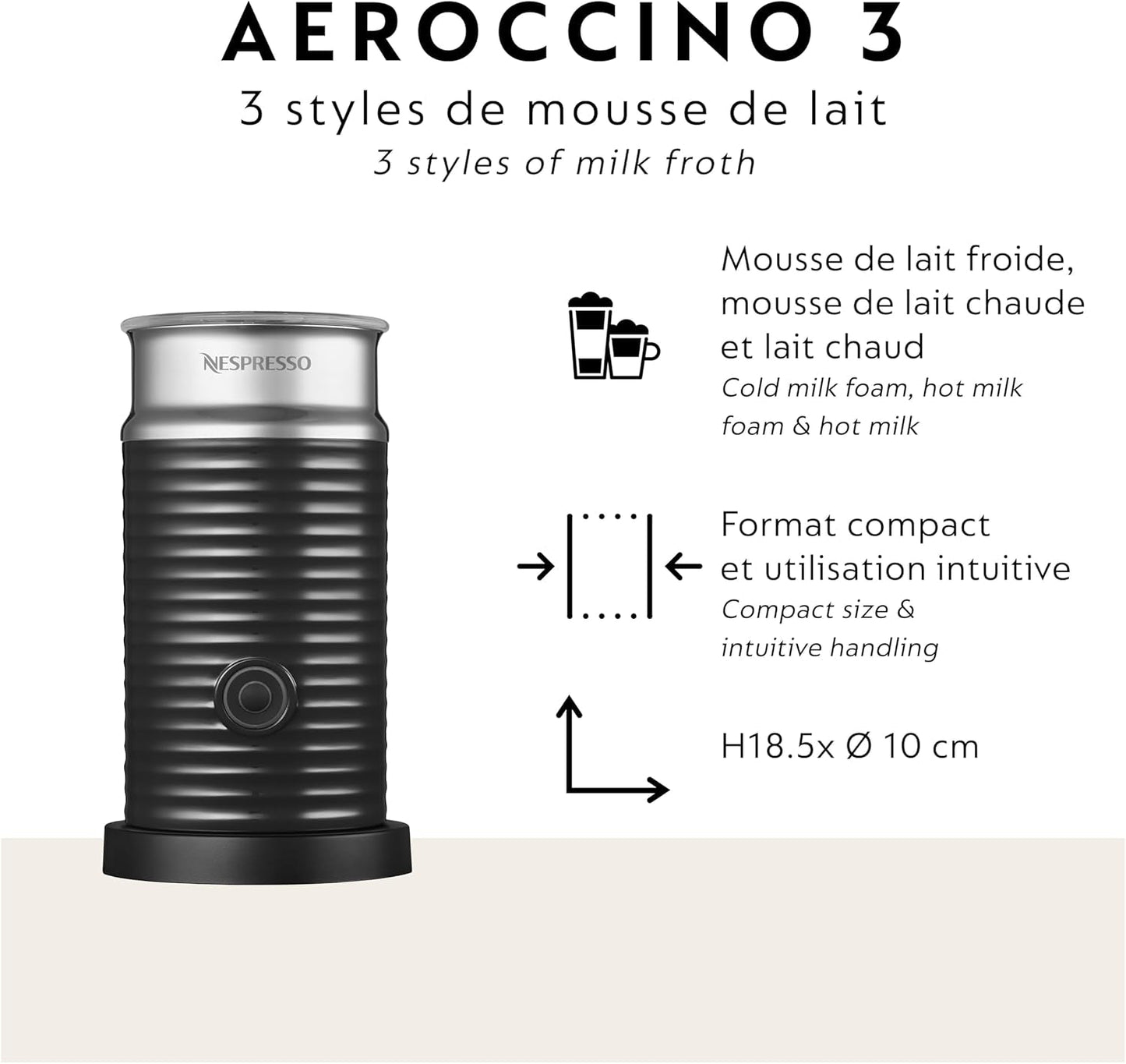 Vertuo Next Coffee and Espresso Maker by Breville, with Aeroccino Milk Frother, Light Grey
