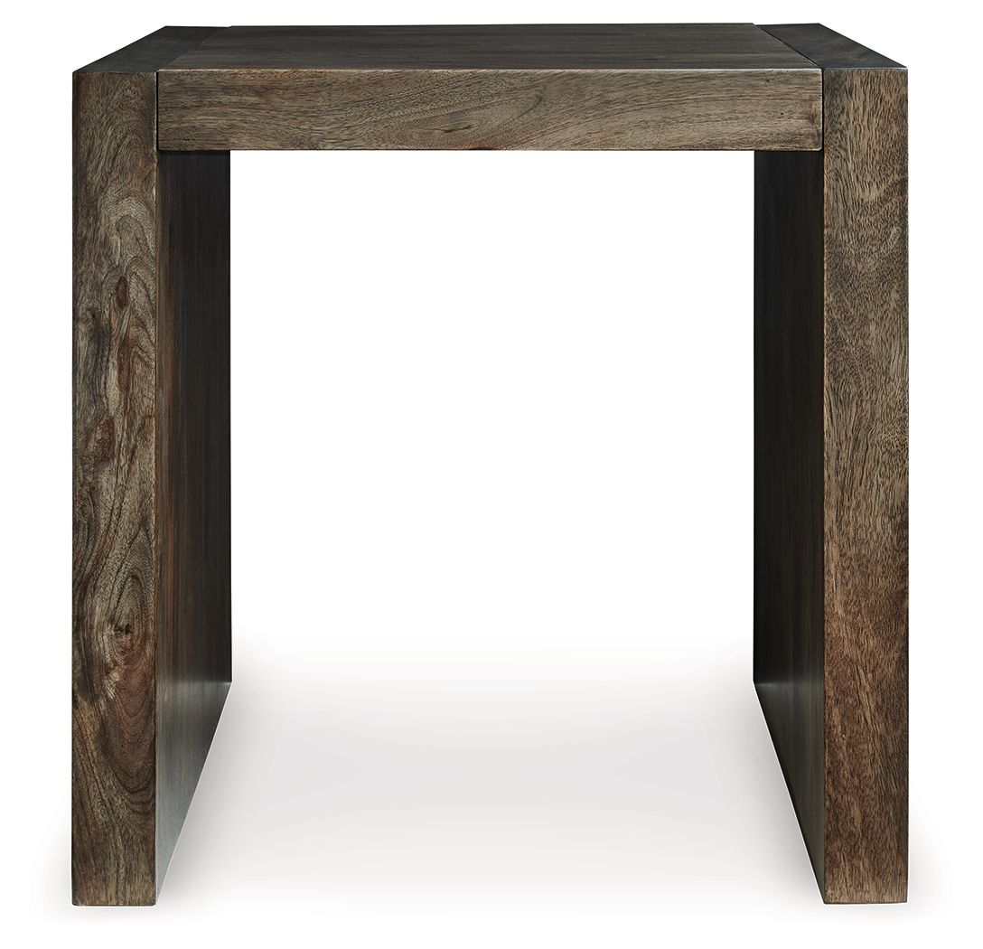 Square Exotic Textural End Table - Walnut Brown