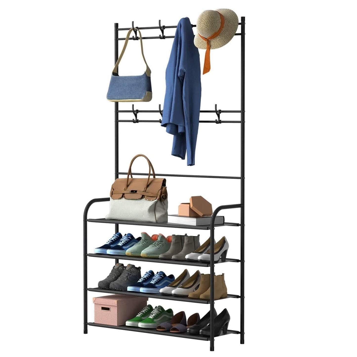Entryway Coat Hat Rack Shoe Storage Shelf - 2 Sizes