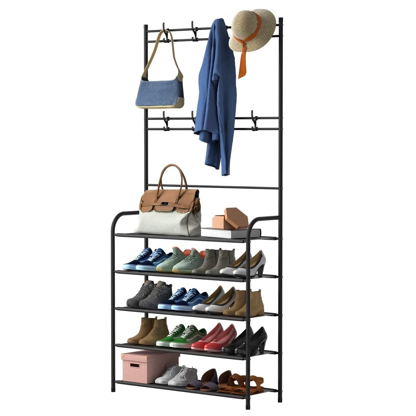 Entryway Coat Hat Rack Shoe Storage Shelf - 2 Sizes