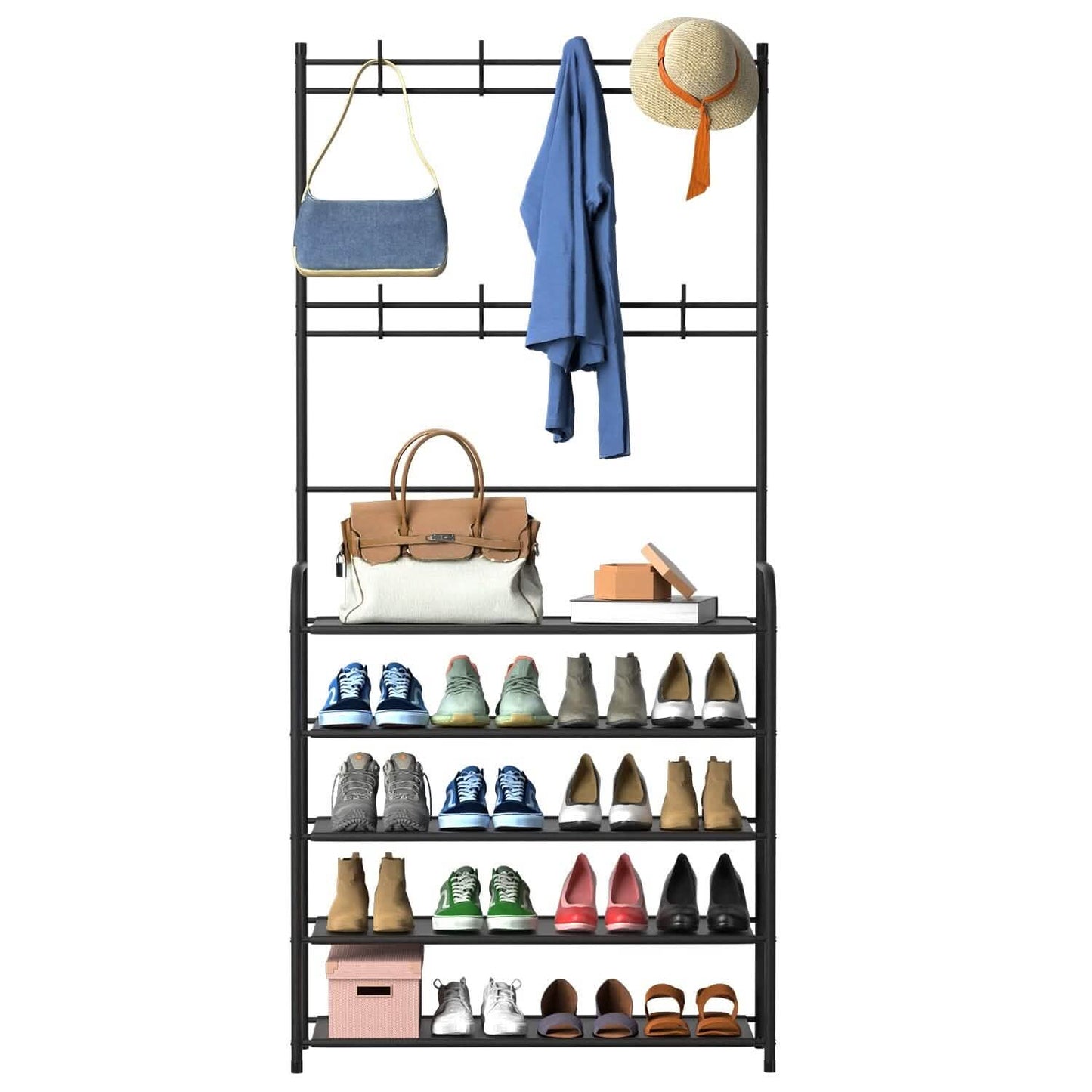 Entryway Coat Hat Rack Shoe Storage Shelf - 2 Sizes
