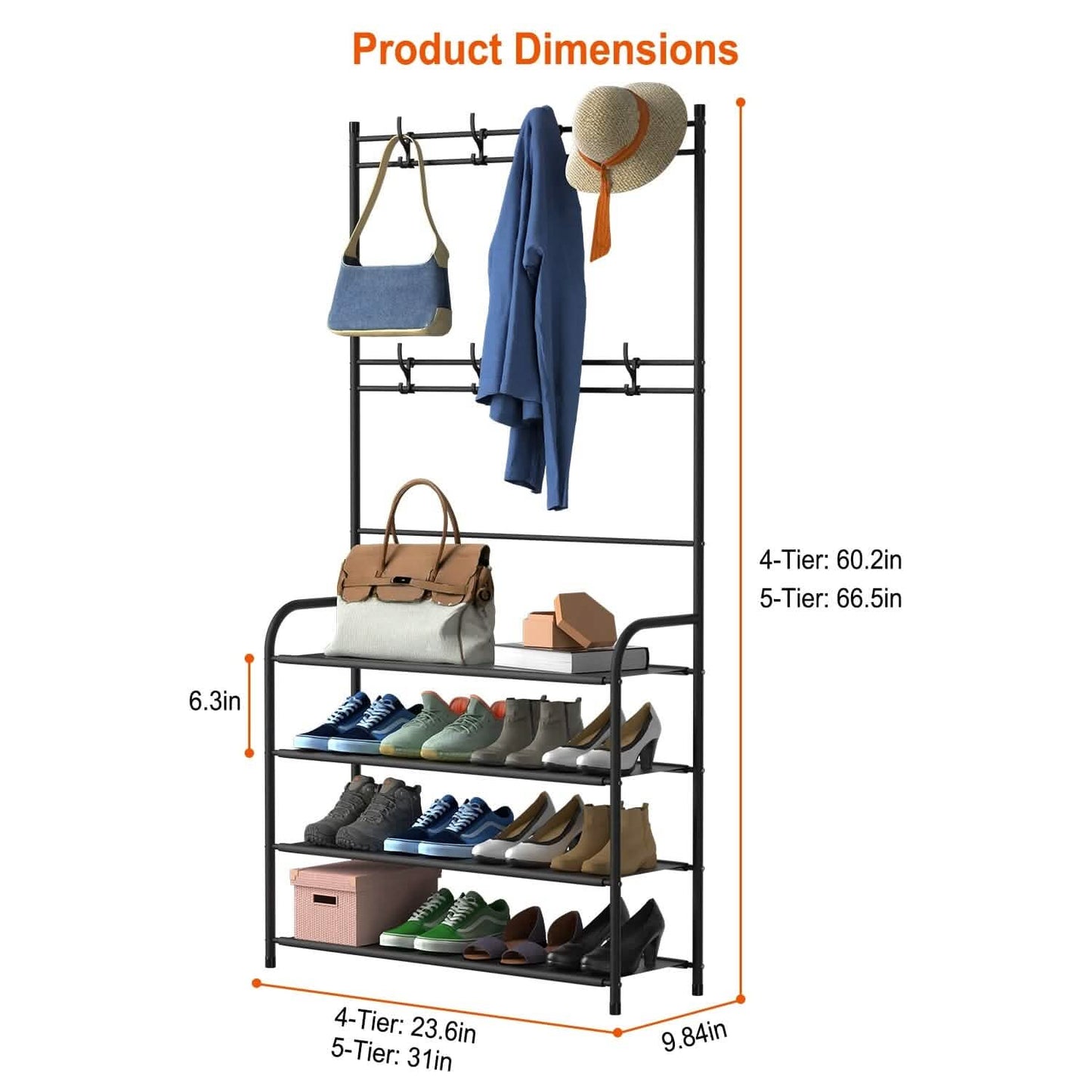 Entryway Coat Hat Rack Shoe Storage Shelf - 2 Sizes