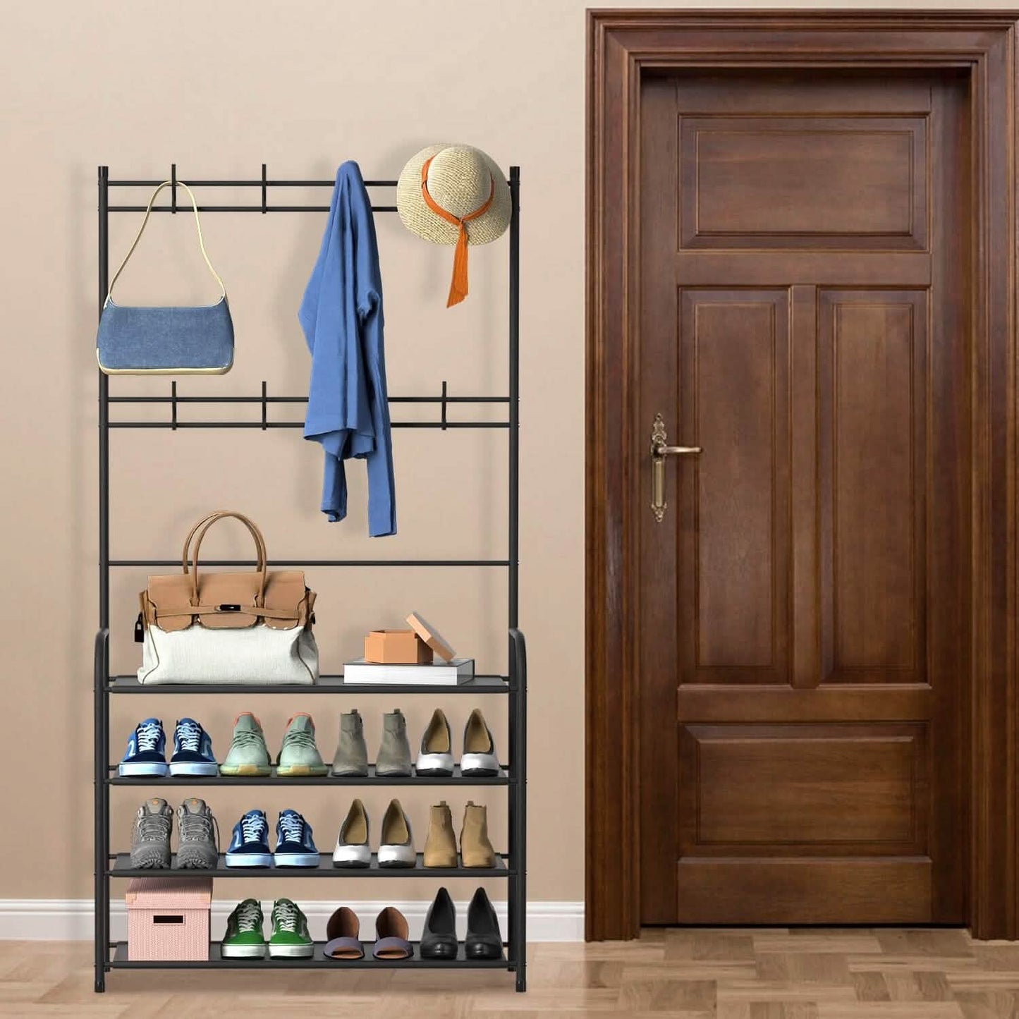 Entryway Coat Hat Rack Shoe Storage Shelf - 2 Sizes