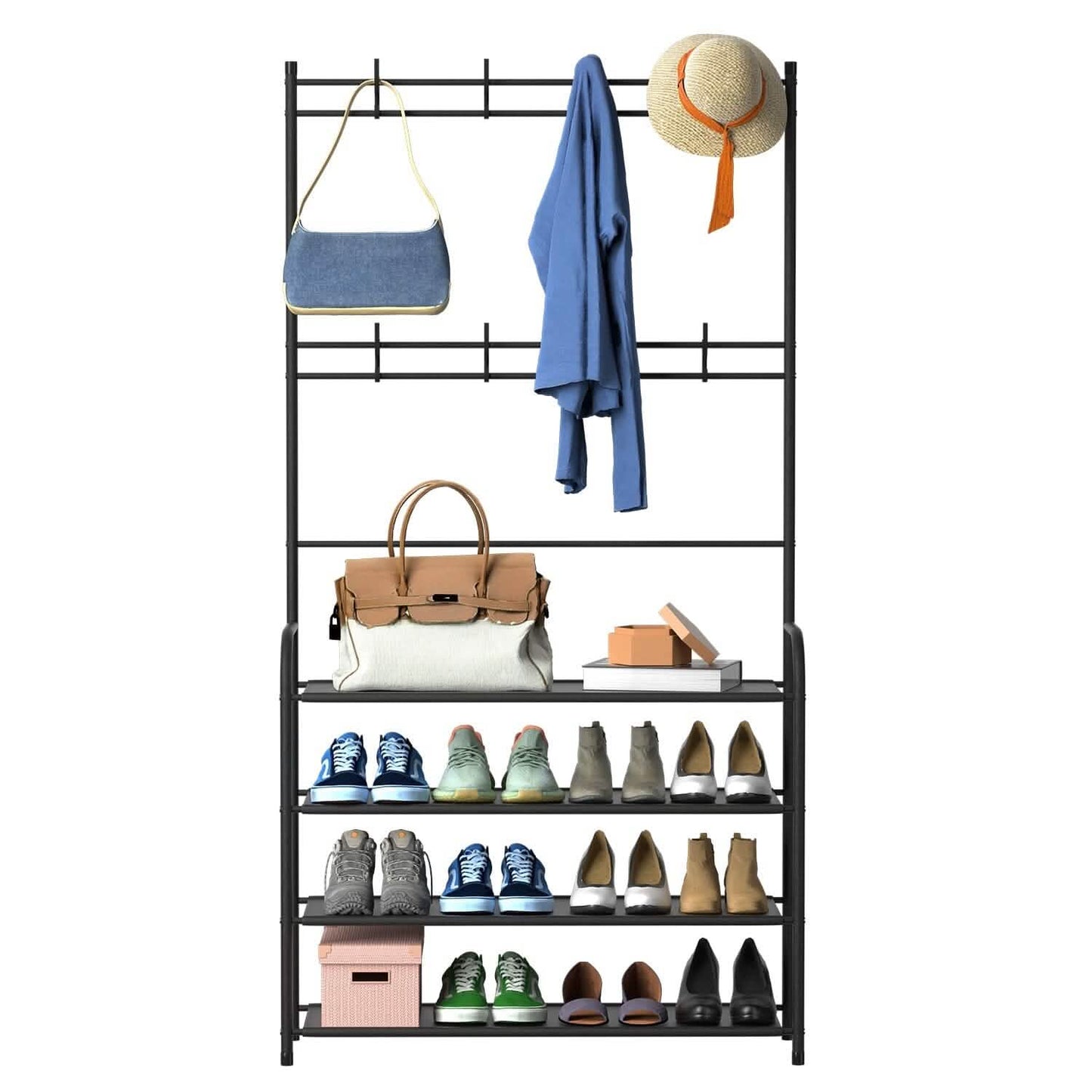 Entryway Coat Hat Rack Shoe Storage Shelf - 2 Sizes