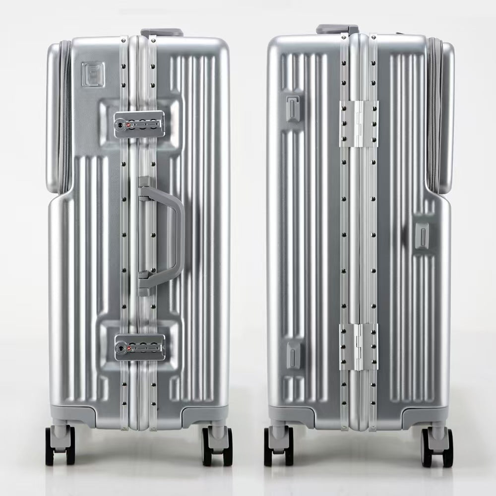Hi-Tech, Retro Look Luggage  - 6 Colors - Aluminum-Framed Carry-On, Battery Hookup, Cup Holder and Spinner Wheels