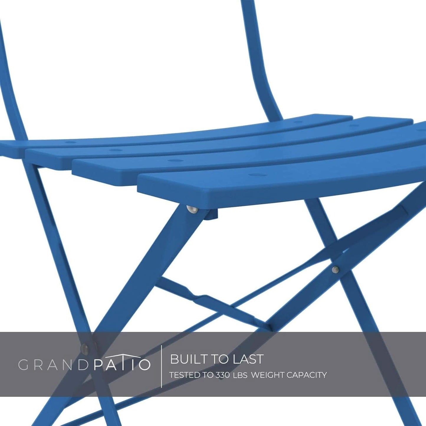 Peacock Blue Folding Patio Bistro Set 3 Piece Outdoor