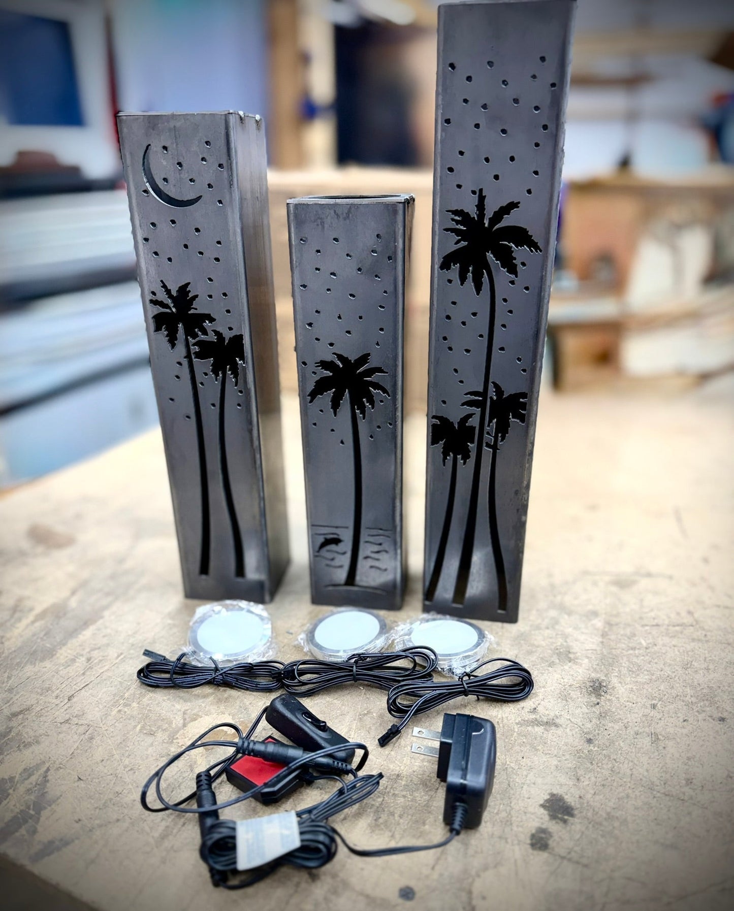Palm Trees Under the Stars Indoor Luminary - Handmade in Steel - Multiple Sizes
